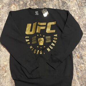 UFC Men's Black Crewneck Sweater with Gold Accents